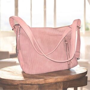 Pink Multi-Purpose Faux Leather Convertible Hobo Bag